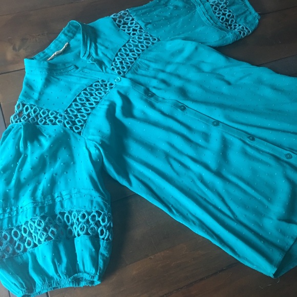 Teal Anthropologie top - Picture 3 of 5